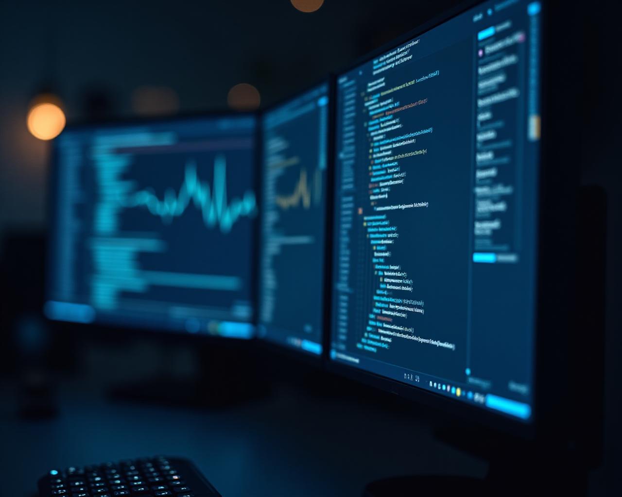 Close up of a high-resolution screen showing complex logistics API code and data visualisations